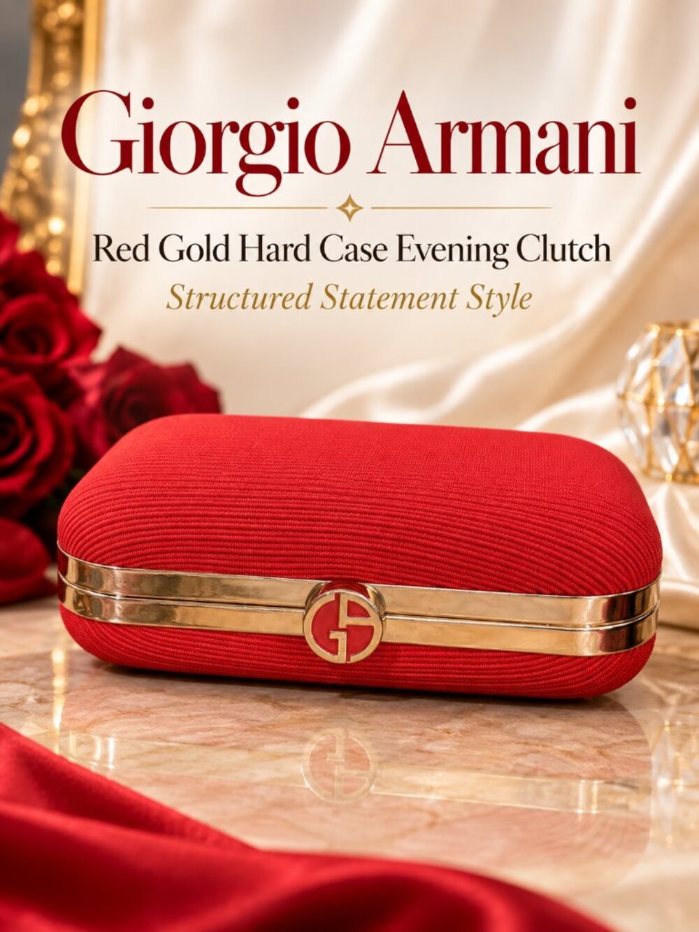 Giorgio Armani Beauty Red Gold Hard Case Cosmetic Case/ Evening Clutch